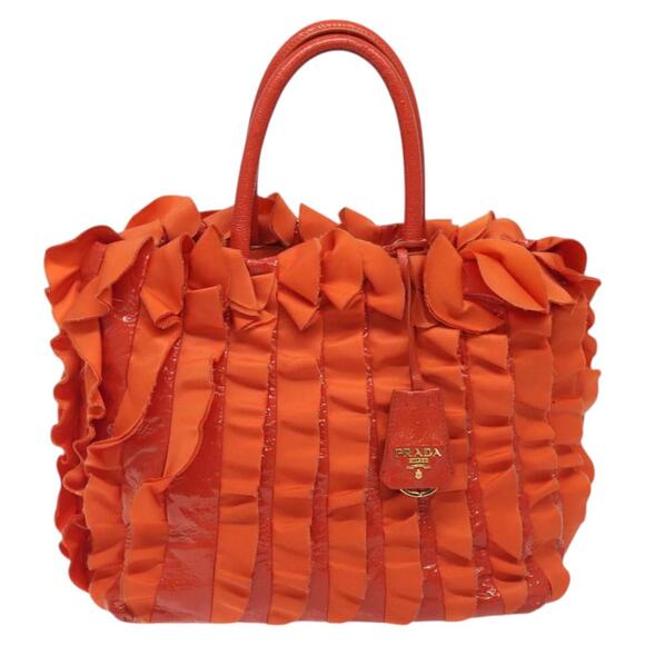 PRADA Hand Bag Nylon Orange Gold - Picture 2 of 12